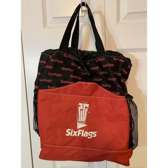 Six Flags Back Pack Medium Red Black‎ - Picture 1 of 7